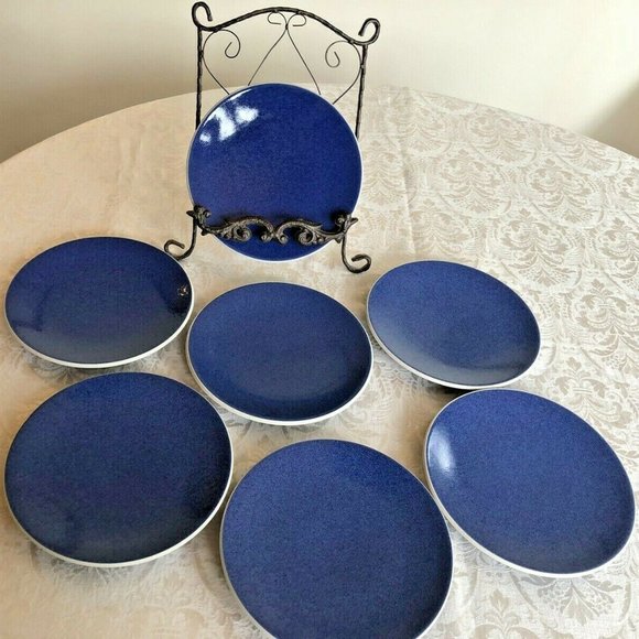 Sasaki Other - Set of 7 Sasaki Colorstone Sapphire Blue Plates Massimo Vignelli Japan